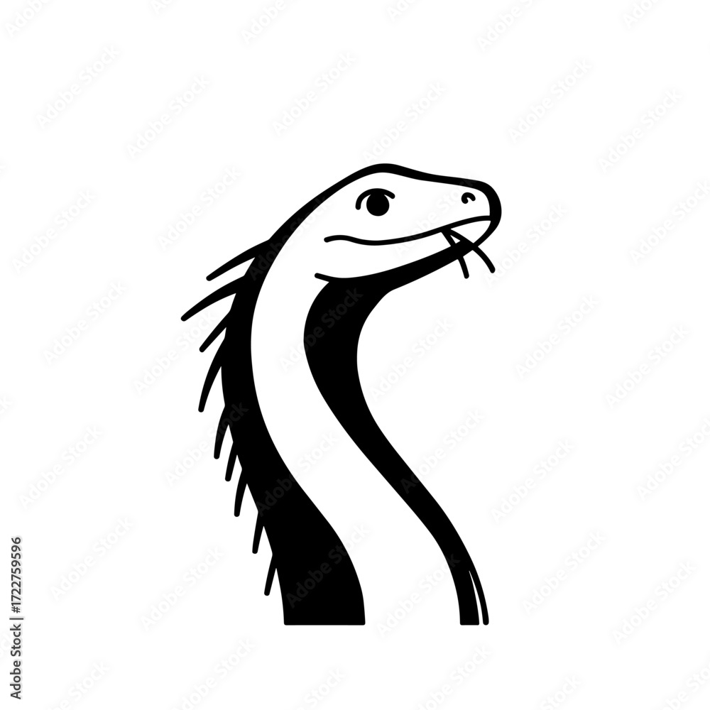 Obraz premium Moray Eel. Moray Eel simple black and white line art vector logo