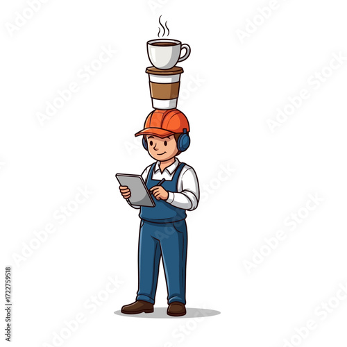 the busy coffeefueled technician a day in the life of a multitasking pro, isolated on transparent background