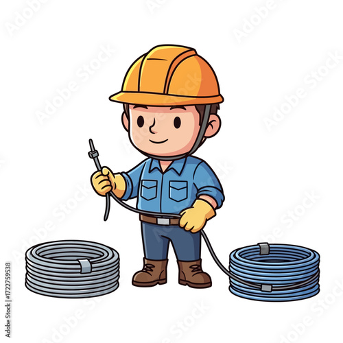 the cable guys cheerful precision a cartoon illustration, isolated on transparent background