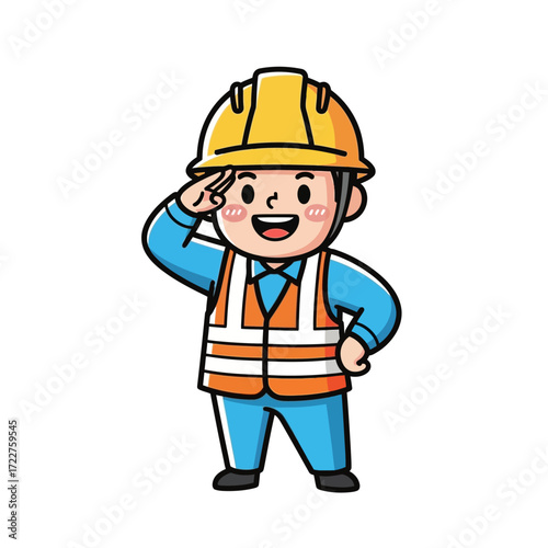 the cheerful construction worker a day of safety and smiles, isolated on transparent background