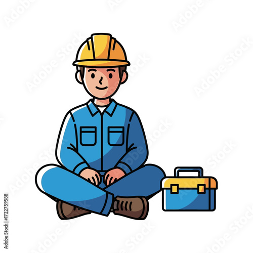 the craftsmans quiet moment contemplative worker in blue, isolated on transparent background