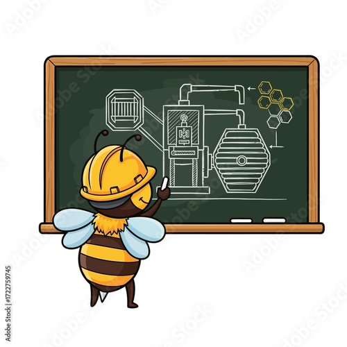 the ingenious bee architecting honeycombs future, isolated on transparent background