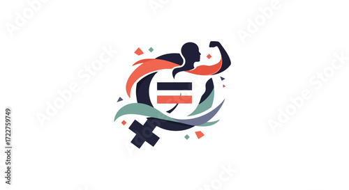 A dynamic vector illustration symbolizing female empowerment, equality, resilience, and strength for social justice movements, celebrating international women's day, and advocating for gender parity