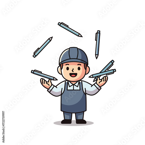 the pen juggling architect a blueprint of joy, isolated on transparent background