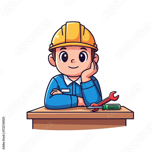 the young apprentice dreaming of future innovations, isolated on transparent background