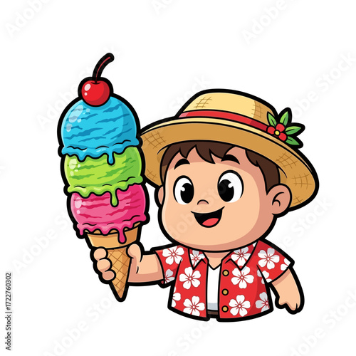 vacation boys sweet summer treat a delightful ice cream adventure, isolated on transparent background