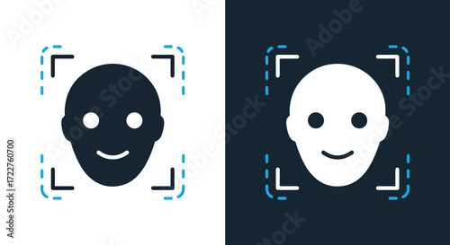 Facial recognition icon technology security scan human face identification system