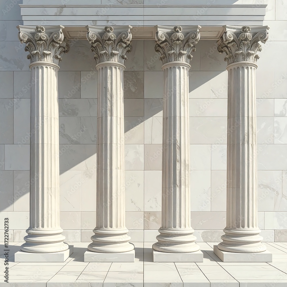 Obraz premium Four classical columns in a marble facade