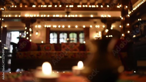 Cozy Indian Living Room with Fairy Lights and Candles for a Warm, Inviting Ambiance