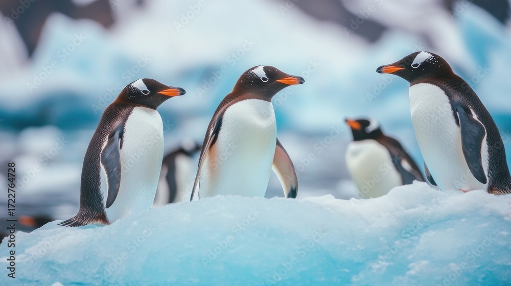 Obraz premium Penguins on ice