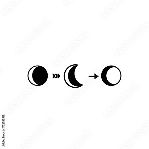 Simple graphic illustration of the phases of the moon.