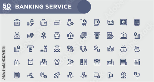 Banking Service Creative Flat Icons Set for Marketing and Digital Media Use