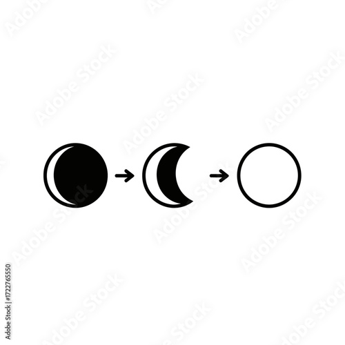 Simple graphic illustration of the phases of the moon.
