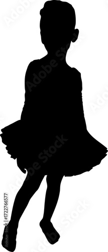 Silhouette of a little ballerina posing