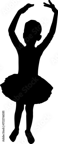 Silhouette of a little ballerina posing