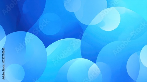 An abstract design featuring overlapping circles of light and dark blue hues