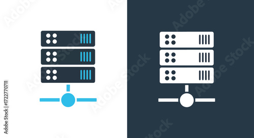 Modern server rack icon set data storage network technology digital computing icons