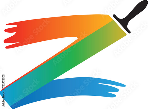 Vector illustration Colorful Paintbrush Z Logo.