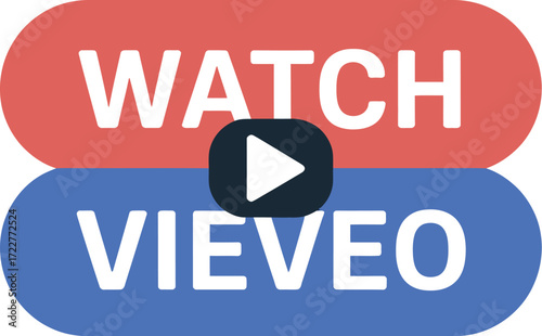 Bright red and blue buttons with white text "WATCH VIEVEO" and a play icon, suggesting online video content.
