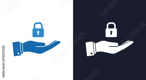 Secured hand icon for protection and trust concepts digital security and safety symbol