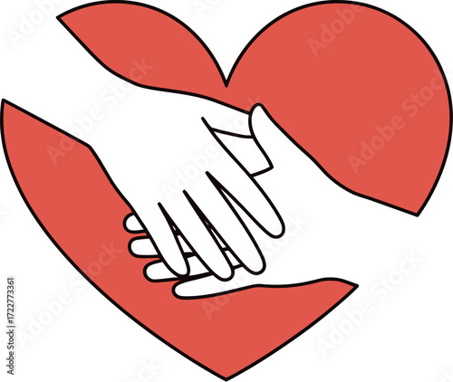 Hands clasped in a heart, symbolizing unity, support, and love.