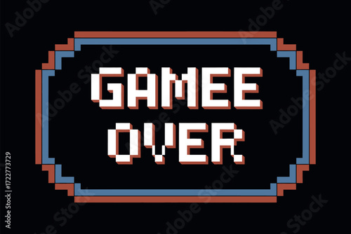 Retro pixelated 'Game Over' screen displayed on black background, signaling the end of a digital challenge.