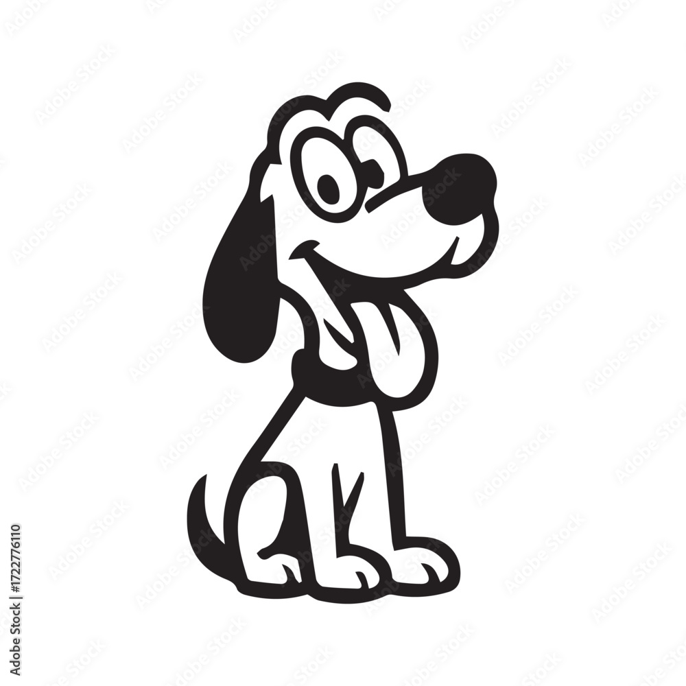 Fototapeta premium black and white silhouette a dog logo art. 