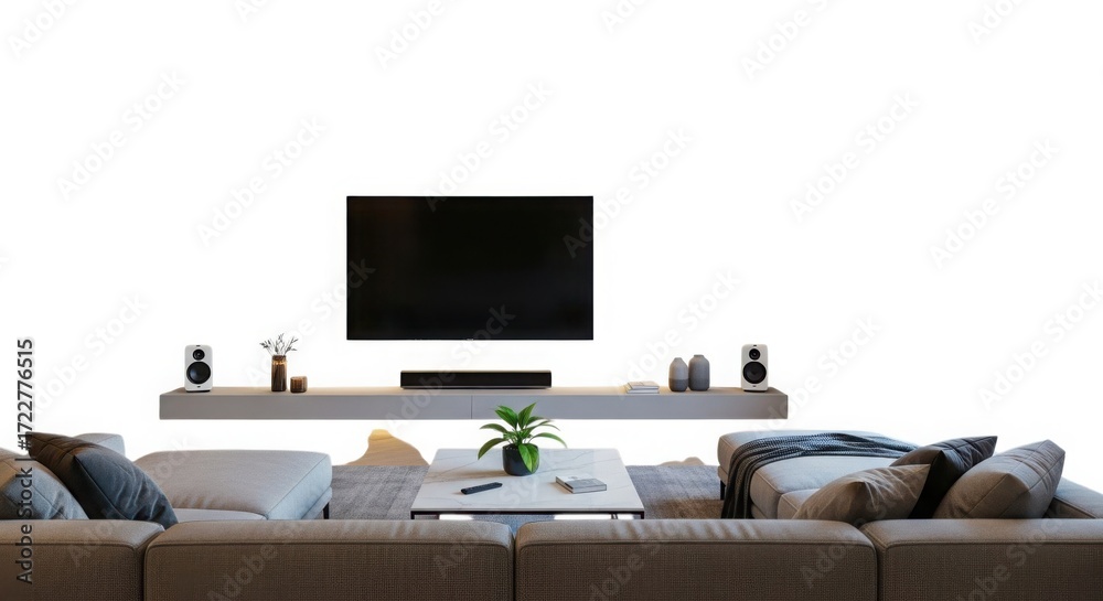 Fototapeta premium Modern living room setup isolated on transparent background 