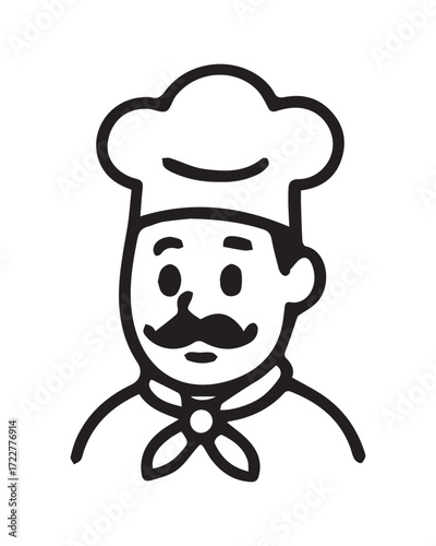 Vector illustration of a fun cartoon chef with a spoon, wearing a hat and uniform, ready to cook a delicious meal in the kitchen