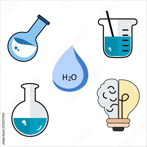 Icons For Chemical Lab Conical Flask Experiment Tools Vector