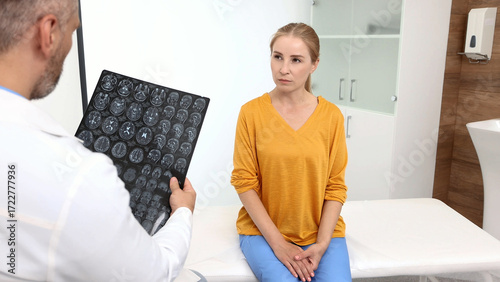 Consultation of neurologist in doctor's office in neurological clinic. Neurology, nervous system treatment
