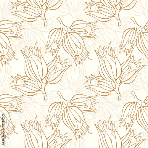 Autumn Hazelnut pattern, featuring hand drawn hazelnut outlines and stylized nuts. Suitable for backgrounds, backdrops, packaging, and wallpaper.
