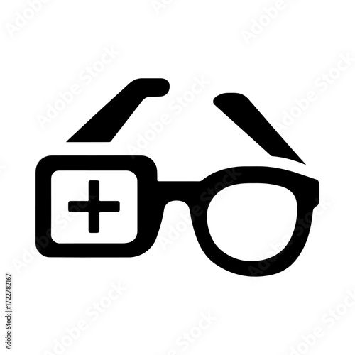 AR glasses icon, augmented reality eyewear, smart glasses technology, digital display frames, intelligent vision system, connected AR devic