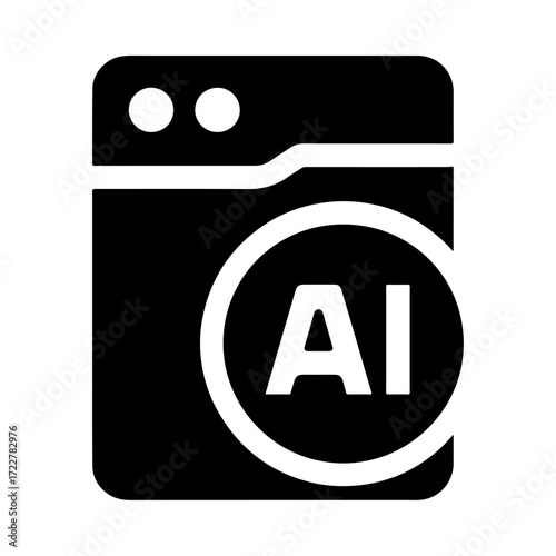 AI washing machine icon, smart laundry appliance, intelligent washing system, automated laundry technology, digital washing control, connected laundry device