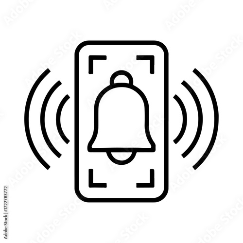 AI doorbell outline, smart security icon, intelligent recognition interface, automated monitoring design, AI entry symbol, digital security system