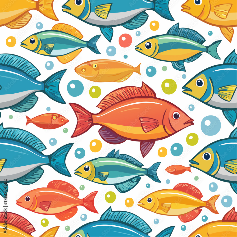 Naklejka premium fish seamless pattern