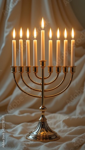 hanukkah menorah with candles