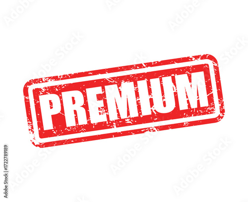 PREMIUM Stamp Label – Grunge Rubber Seal Vector Illustration Isolated on White Background