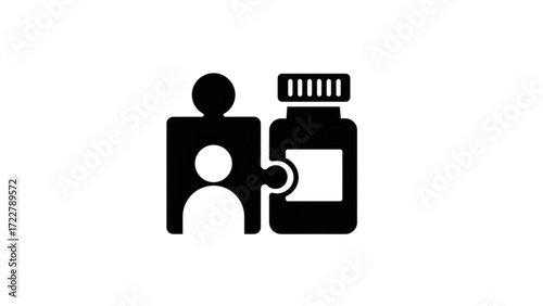 Advanced Personalized Medicine Integration Puzzle Piece Icon: Connecting Patient Health with Pharmaceutical Treatment Solutions