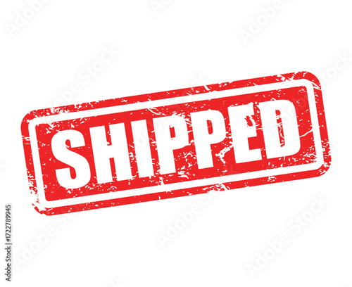 SHIPPED Stamp Label – Grunge Rubber Seal Vector Illustration Isolated on White Background