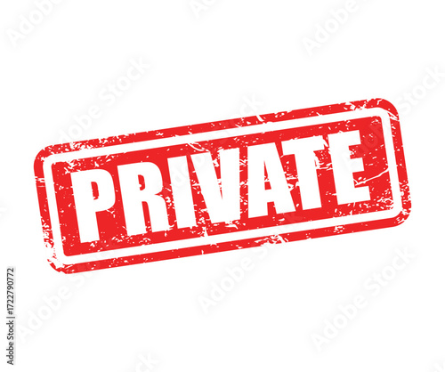 PRIVATE Stamp Label – Grunge Rubber Seal Vector Illustration Isolated on White Background