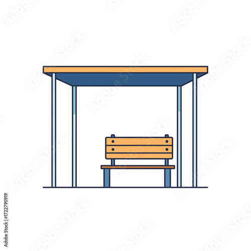 Bus Stop Vector Illustration – Minimalist Public Transport Infrastructure
