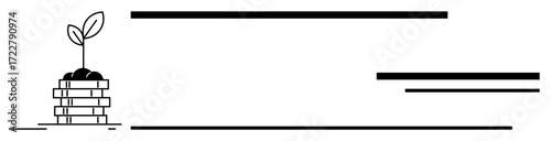 Stack of coins with sprouting plant symbolizing economic progress, investment, environmental care, and growth. Ideal for finance, sustainability, business, investment, saving eco-economy growth