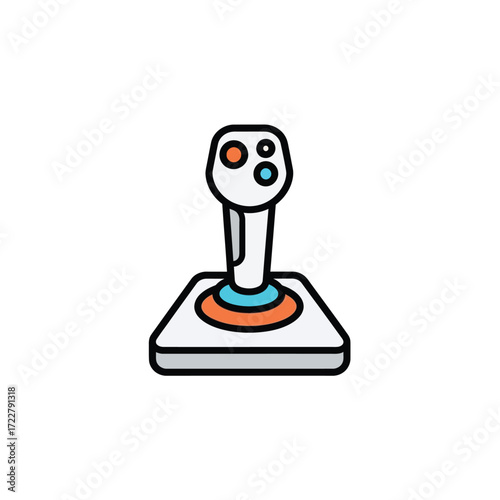 A vibrant and modern line icon representing a retro flight stick or arcade game joystick for digital entertainment