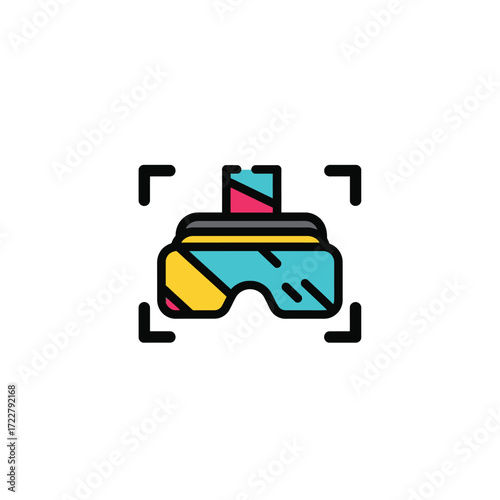 Explore the cutting-edge world of virtual reality with this vibrant icon, representing the future of digital interaction, immersive gaming, and advanced technological innovation
