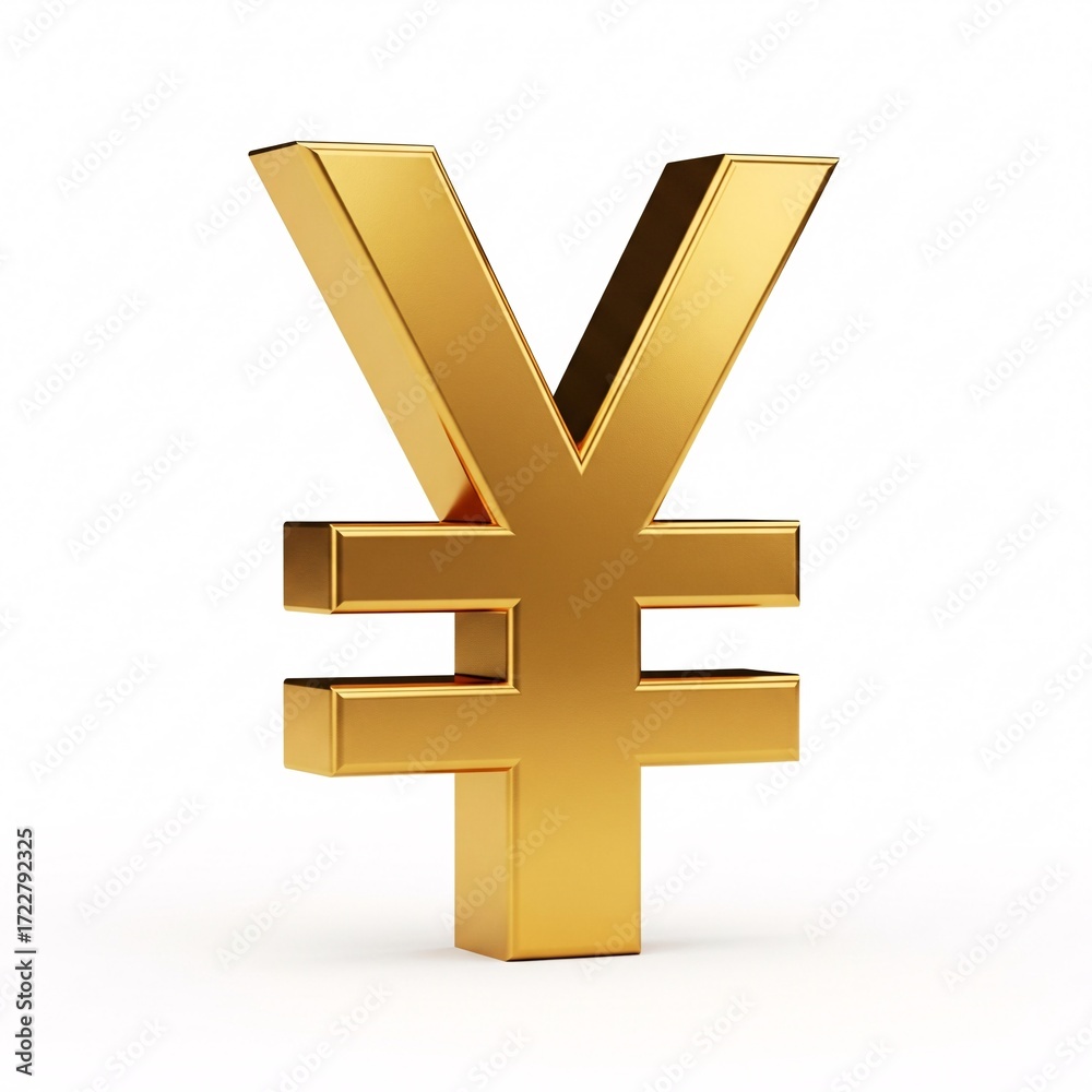 Obraz premium A shiny golden symbol of the Japanese yen or Chinese yuan,