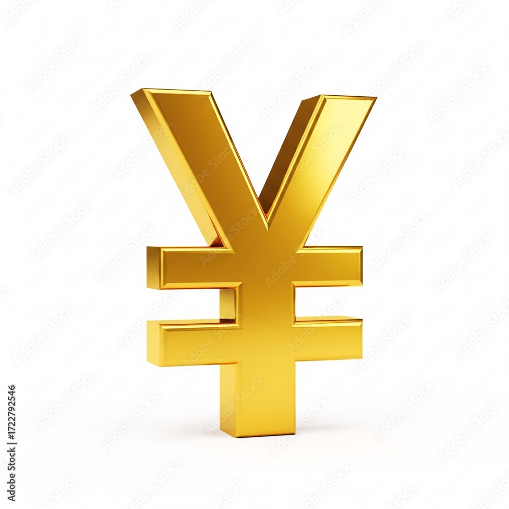 Obraz premium A shiny golden symbol of the Japanese yen or Chinese yuan,