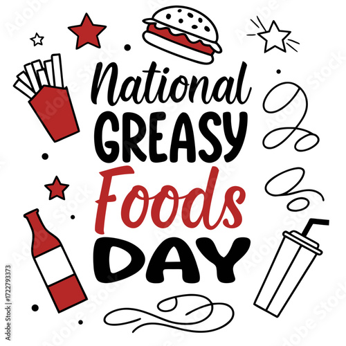 NATIONAL GREASY FOODS DAY vector illustration