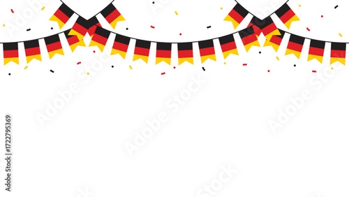 Seamless flag of Germany party bunting border. Flat design illustration.	