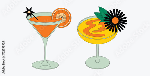 Retro styled summer cocktails perfect for a refreshing and vibrant experience